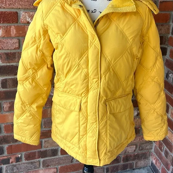 LANDS END YELLOW DOWN PUFFER COAT SIZE SMALL - Picture 3 of 16
